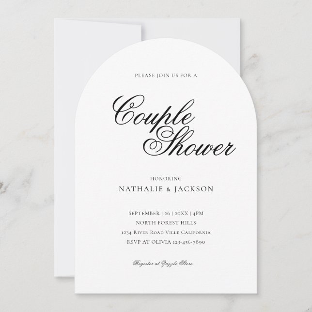 Convite Classic Elegant Script Couple Shower Invitation (Frente)
