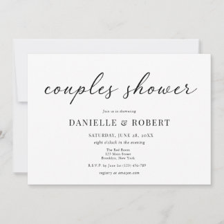 Convite Classic Elegant Script Couples Bridal Shower