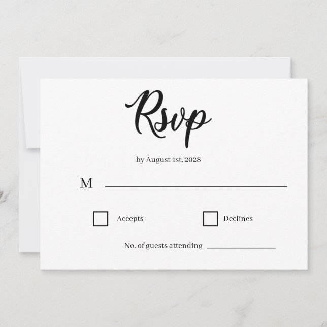 Convite Classic Elegant Script Wedding RSVP Card (Frente)