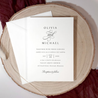 Convite Classic Elegant Simple Calligraphy Wedding