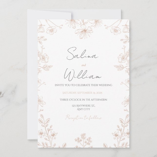 Convite Classic Elegant Wedding Invitation | Timeless  (Frente)
