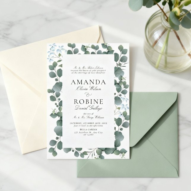 Convite Classic Eucalyptus Wedding Invitation (Criador carregado)