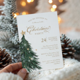 Convite Classic Evergreen Gold Christmas Party Invitation