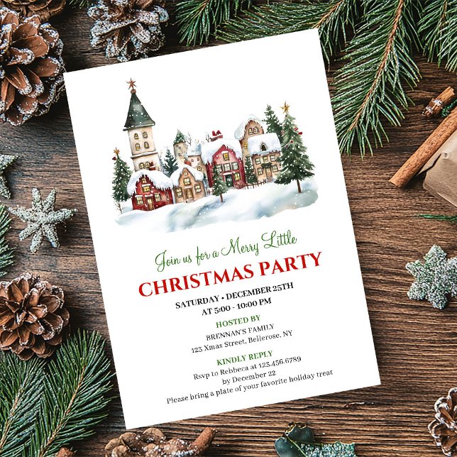 Convite Classic festive city Christmas party dinner invite (Classic festive city Christmas party dinner invitation)