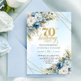 Convite Classic Floral 70th Birthday Party Invitation