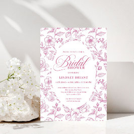 Convite Classic Floral Toile Roses Bridal Shower Invites