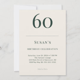 Convite Classic Forest & Linen 60th Birthday Celebration