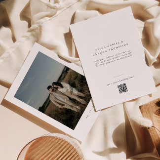 Convite Classic Formal QR Code Wedding Photo Invitation
