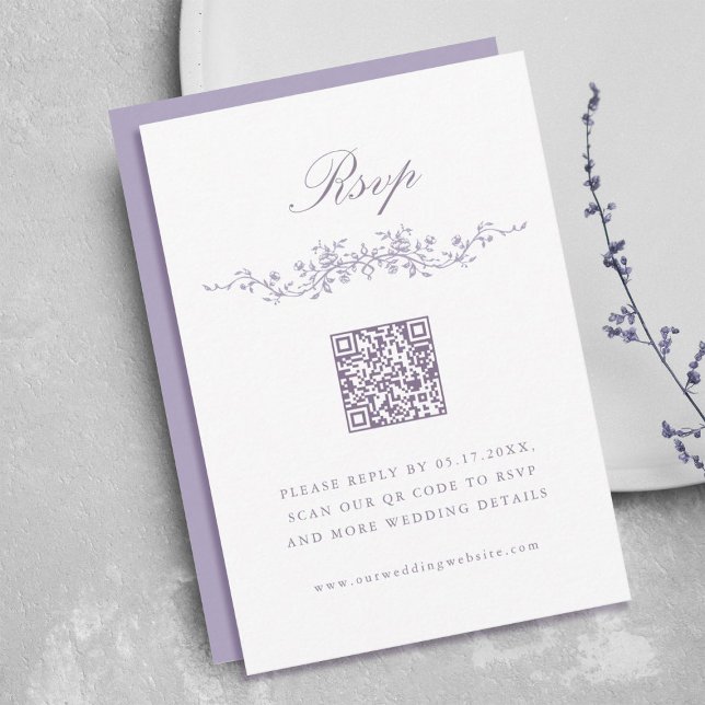Convite Classic French Lavender Floral Border Wedding RSVP (Criador carregado)