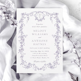 Convite Classic French Victorian Lavender Floral Wedding