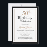 Convite Classic Gold Black 50th Birthday Party<br><div class="desc">Classic Gold Black 50th Birthday Party Invitation</div>