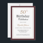Convite Classic Gold Burgundy 50th Birthday Party<br><div class="desc">Classic Gold Burgundy 50th Birthday Party Invitation</div>