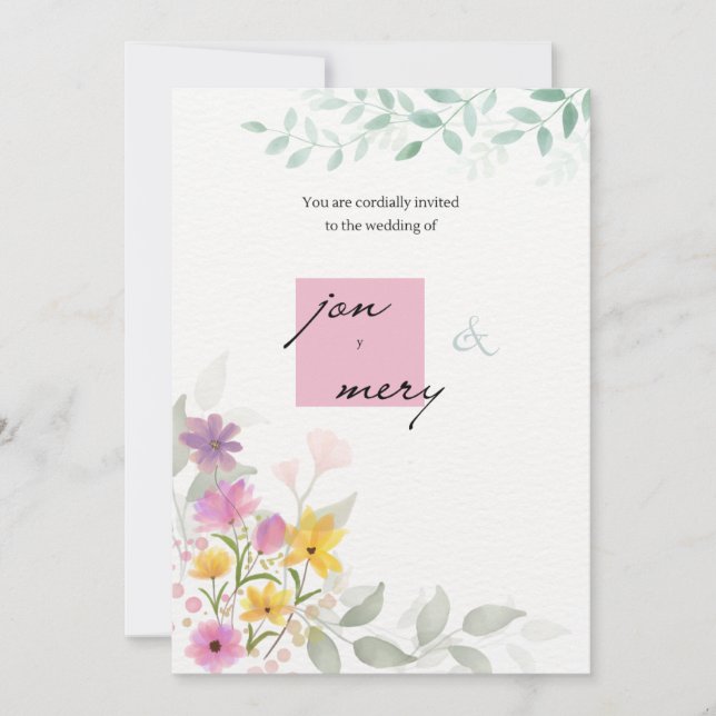 Convite Classic Gold Script Wedding Invitation  trendup (Frente)