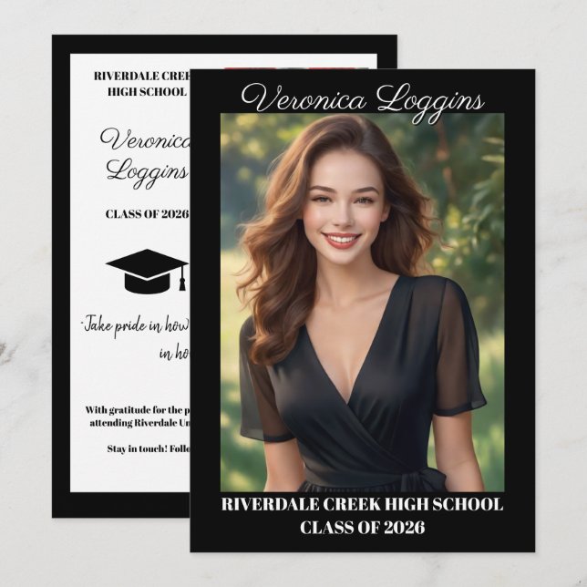 Convite Classic Graduation Announcement Photo Cards (Frente/Verso)