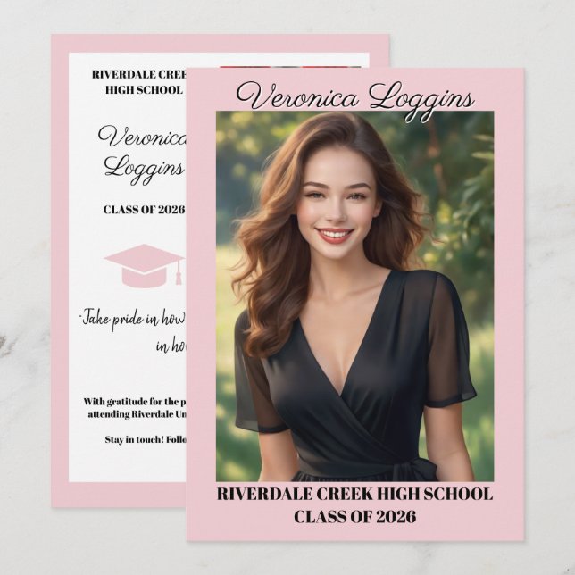 Convite Classic Graduation Announcement Photo Cards (Frente/Verso)