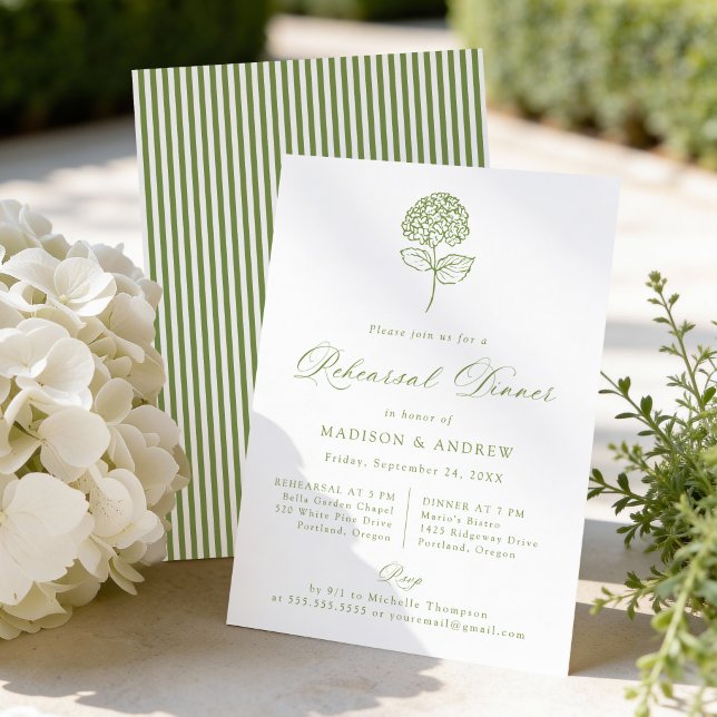 Convite Classic Green Hydrangea Wedding Rehearsal Dinner (Criador carregado)