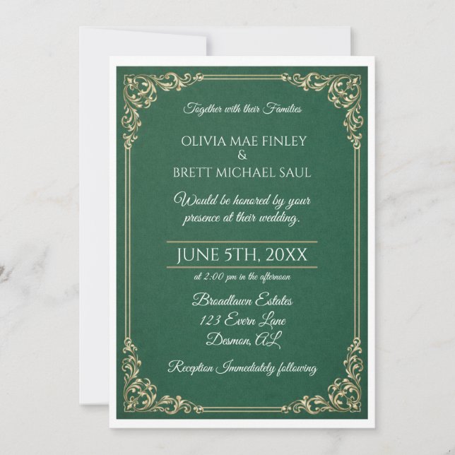 Convite Classic Green! Simplistic Wedding invitation (Frente)