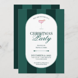 Convite Classic green stripe Christmas Invitation