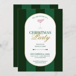 Convite Classic green stripe Christmas Invitation