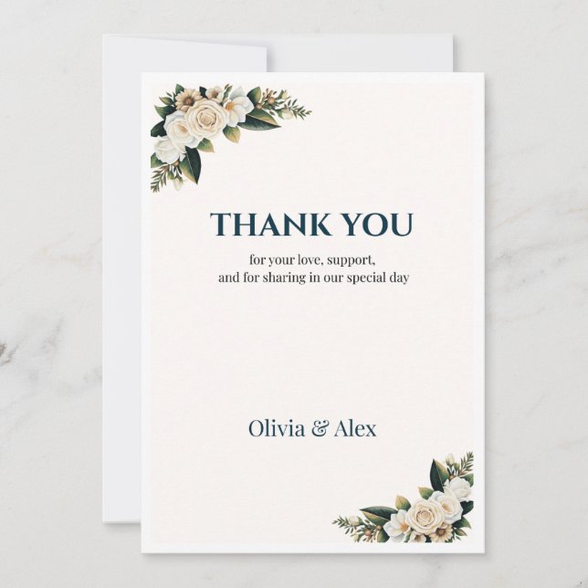 Convite Classic Greenery Wedding Thank You (Frente)