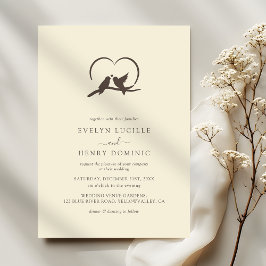 Convite Classic Minimal Lovely birds Romantic Wedding