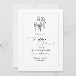 Convite Classic Minimalist Black and White Wedding