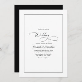 Convite Classic Minimalist Black & White Wedding QR Code