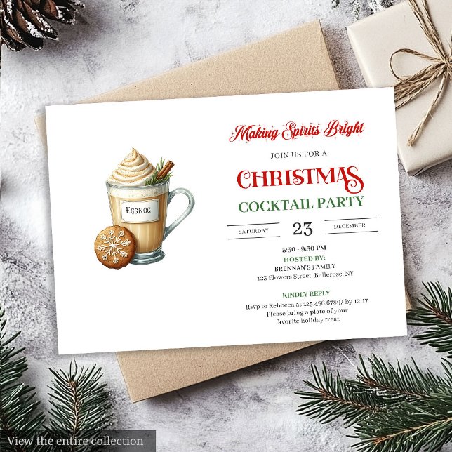 Convite Classic minimalist christmas cocktails party  (Classic minimalist christmas cocktails party invitation

)