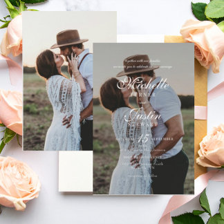 Convite Classic Minimalist Elegant Photo Wedding