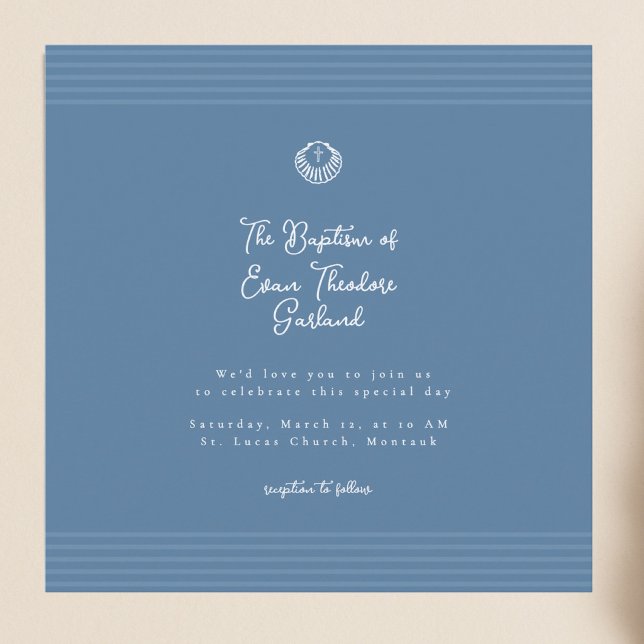 Convite Classic modern deep blue baptism Invitation (Criador carregado)