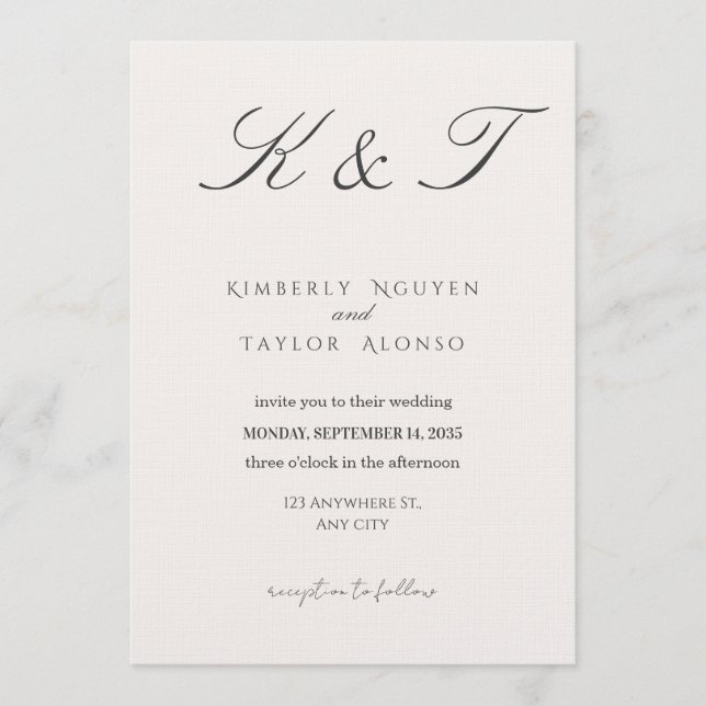 Convite Classic Modern Wedding Invitation | Elegant  (Frente)