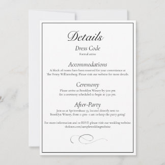 Convite Classic Monogram Elegant Wedding Detail Card