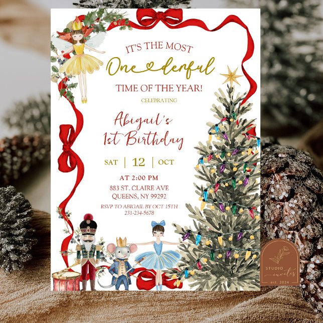 Convite Classic Nutcracker Red Bow Coquette Birthday (Criador carregado)