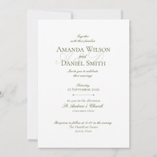 Convite Classic Olive Wedding Invitation