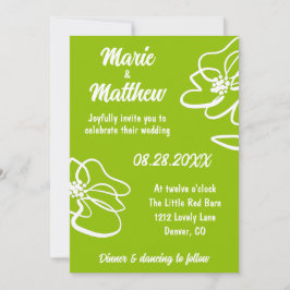 Convite Classic Photo Citrus Green Floral Wedding