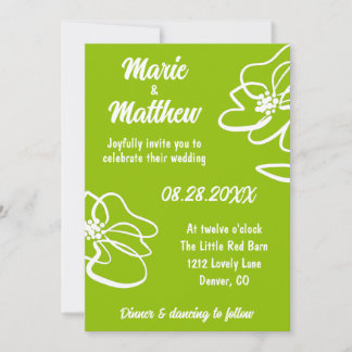 Convite Classic Photo Citrus Green Floral Wedding 