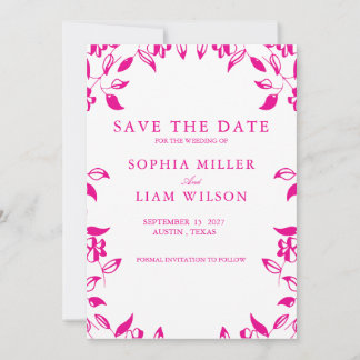 Convite Classic Pink Floral Save the Date Invitation