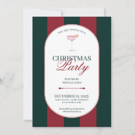 Convite Classic red green stripe Christmas Invitation