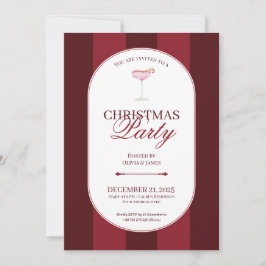 Convite Classic red stripe Christmas Invitation