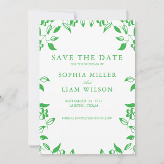 Convite Classic Retro Minimalist Green WEEDING Invite 