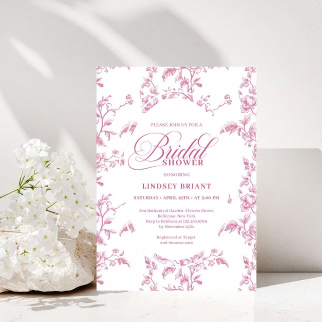 Convite Classic Rose Pattern Floral Bridal Shower Invites (Classic Rose Pattern Floral Bridal Shower Invitation)