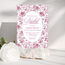 Convite Classic Rose Pattern Floral Toile Bridal Shower  