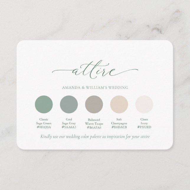 Convite Classic Sage Green Wedding Attire Card (Frente)
