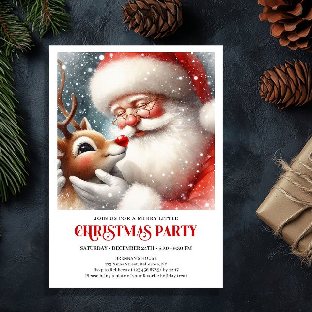 Convite Classic Santa Claus Rudolph Holiday Joy Celebrate (Classic Santa Claus Rudolph Holiday Joy Celebration Invitation

)