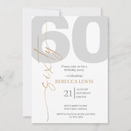 Convite Classic Simple Sixty Modern Adult Birthday