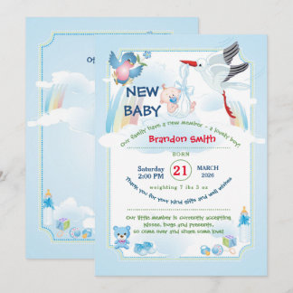 Convite Classic Stork Baby Shower Invitation