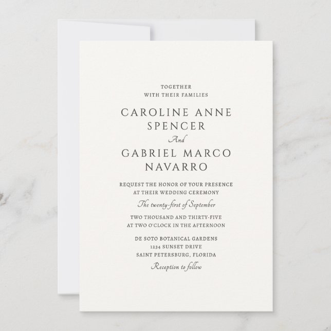 Convite Classic Traditional Formal Wedding Invitation (Frente)