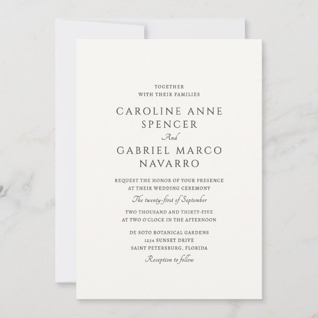 Convite Classic Traditional Formal Wedding Invitation (Frente)