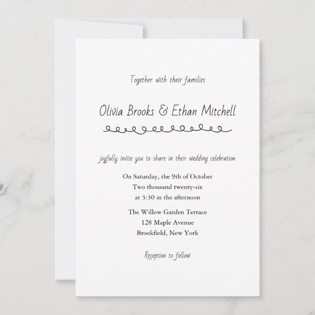 Convite Classic Typography Wedding Invitation (Frente)