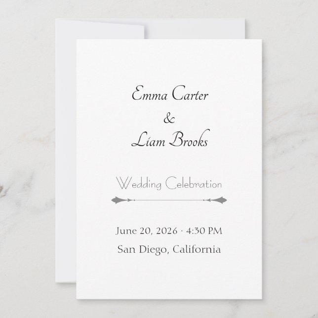 Convite Classic Typography Wedding Invitation (Frente)